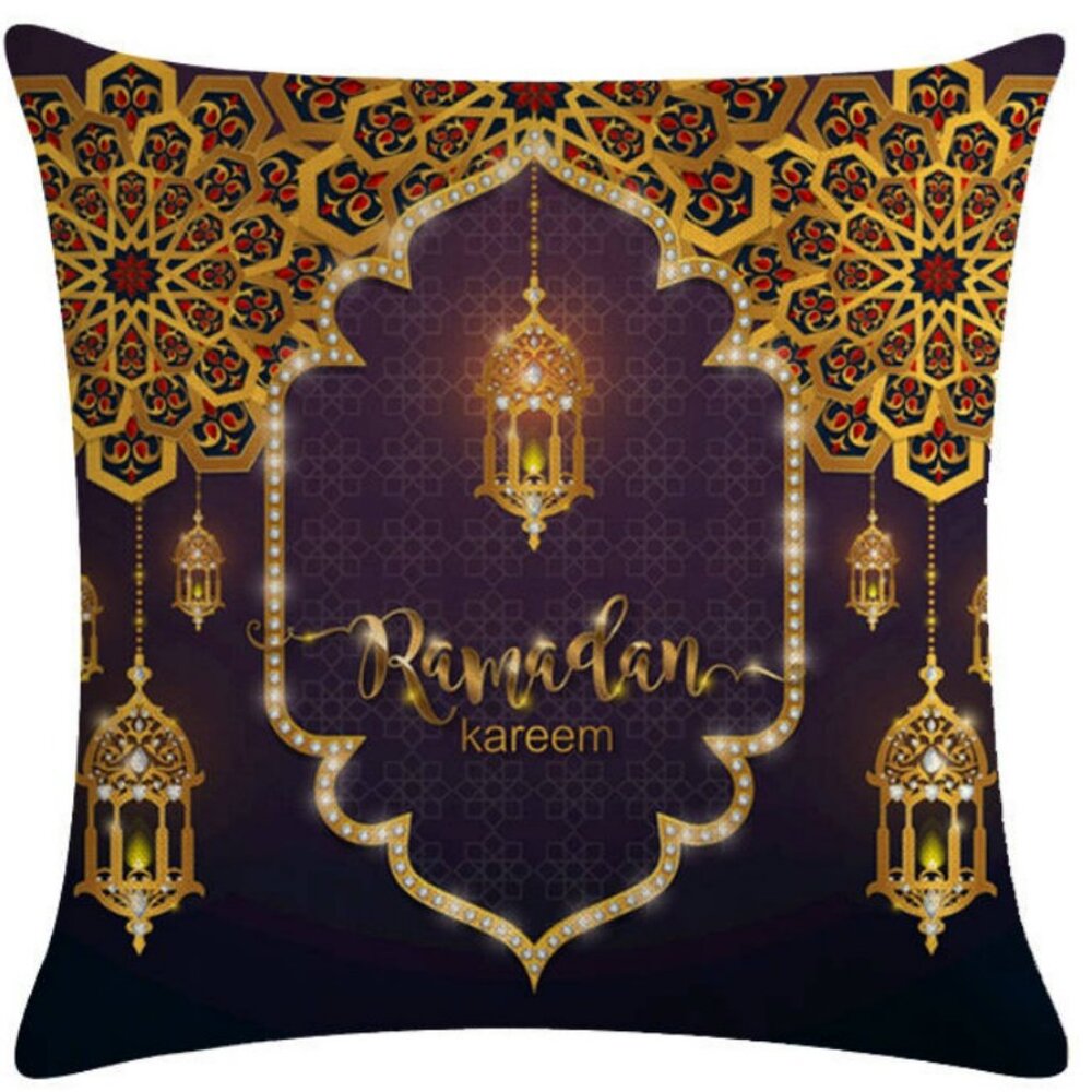 Purple Ramadan Kareem Pillow Covers 18x18 Decorative Linen Pillow Covers